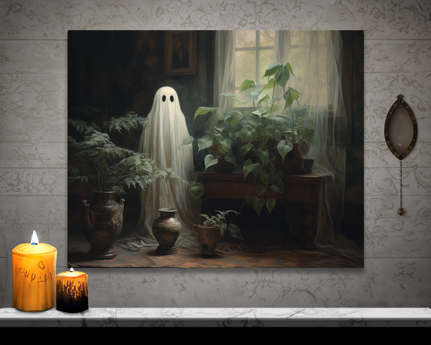 Plant Lover Ghost Canvs Wall Art Halloween Decor