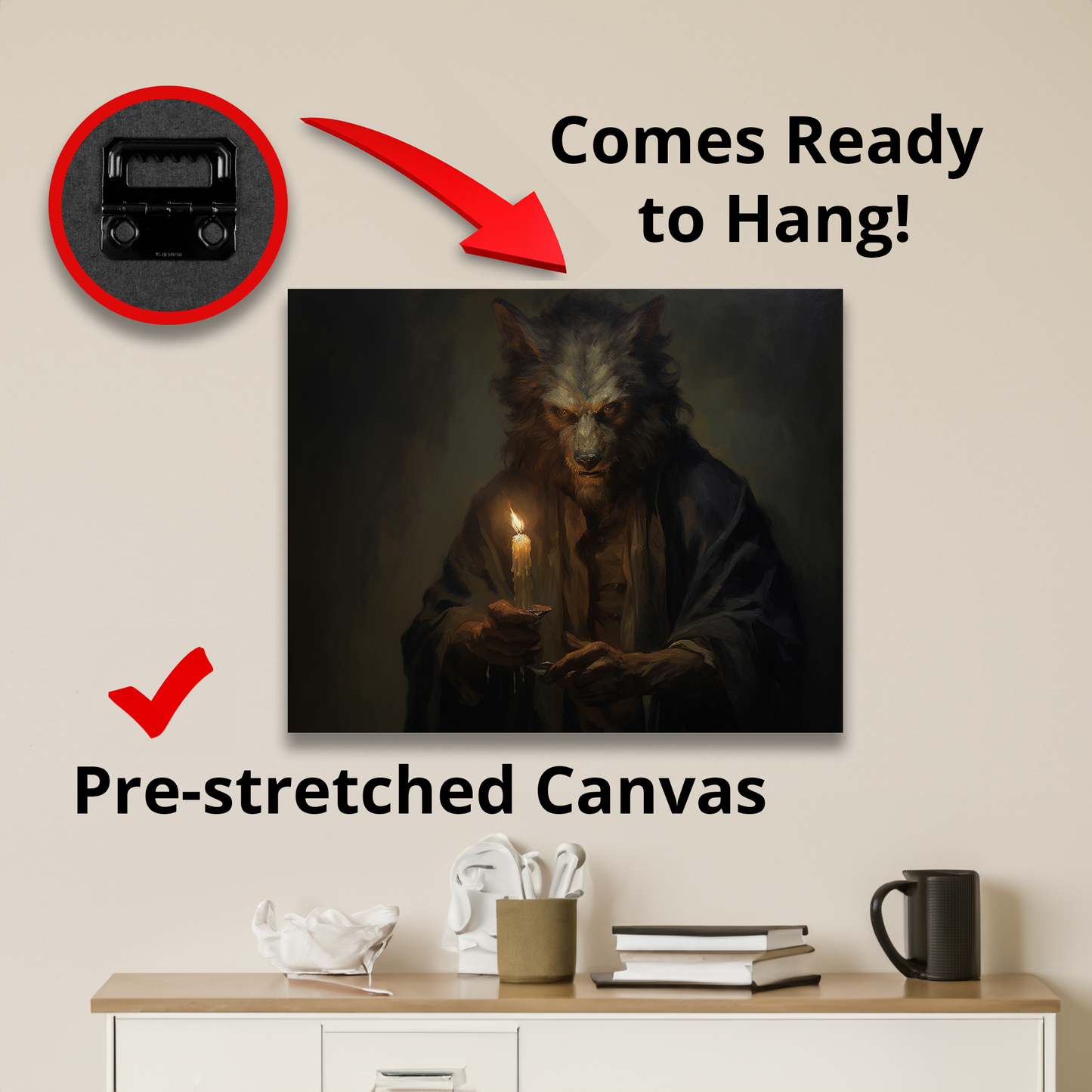 Werewolf with Candle Canvas Wall Art Halloween Decor