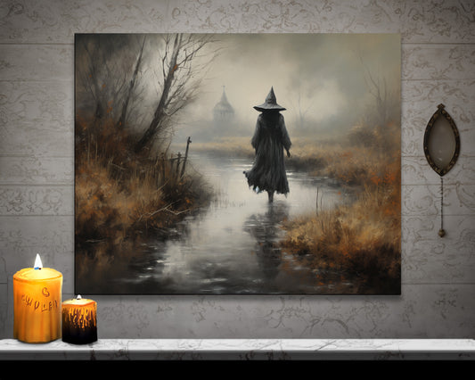 Witch Canvas Wall Art Halloween Decor